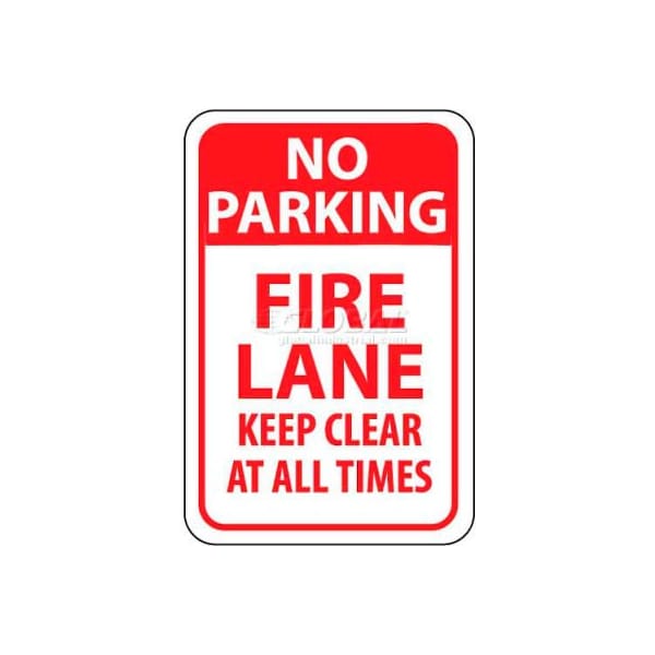 National Marker Co NMC Traffic Sign, No Parking Fire Lane Keep Clear At All Times, 18in X 12in, White/Red TM47G - main